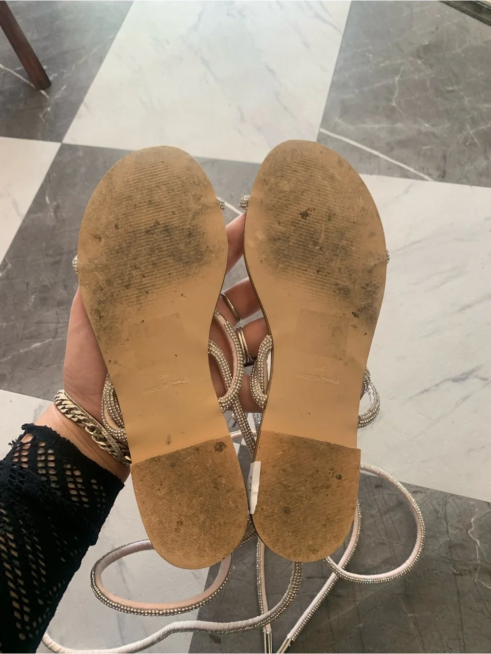 Steve Madden Nude Rhinestone Wrap Sandals